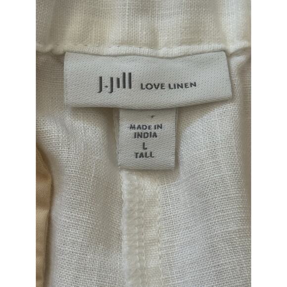 J. Jill LOVE LINEN White 100% Linen Side Zip Wide Leg Crop/Ankle Pant‎ Sz L Tall - Picture 8 of 14